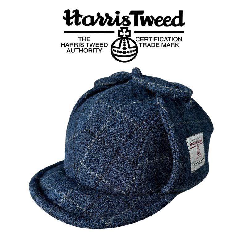 Trapper Hat Ear Flap - メンズ・レディース ハリスツイード トラッパー アビエイターハット チェック柄 ウール