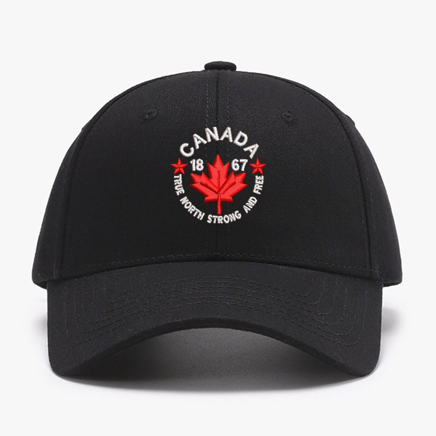 Baseball Cap Structured - 刺繍入りカナダ・トゥルーノース・ストロングアンドフリー構造化野球帽男性用女性用コットンスポーツ帽子トラッカーピークキャップ