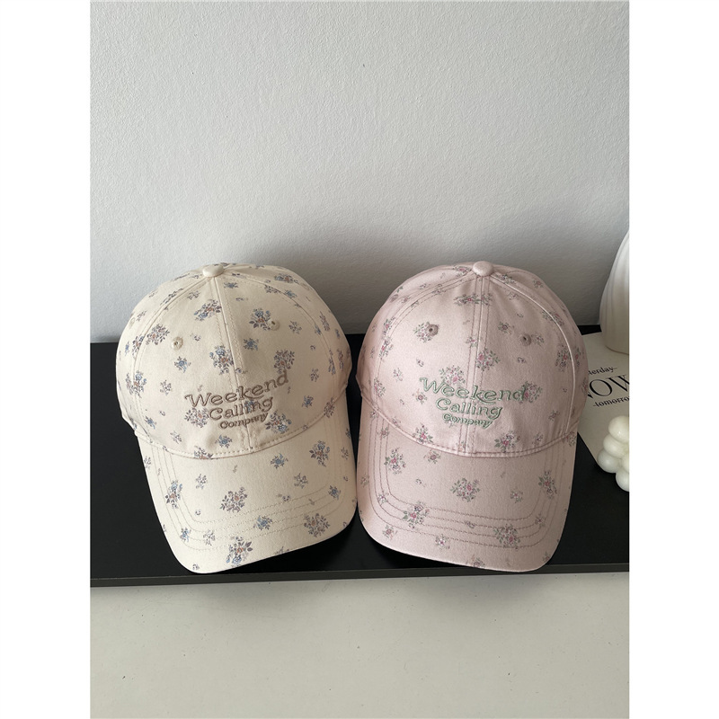 Visor Sun Hat - 女性用ディスティーフローラルベースボールキャップ、週末向け刺繍入りコットン製調整可能サンバイザー、カジュアルストリートウェア、ダッドハット