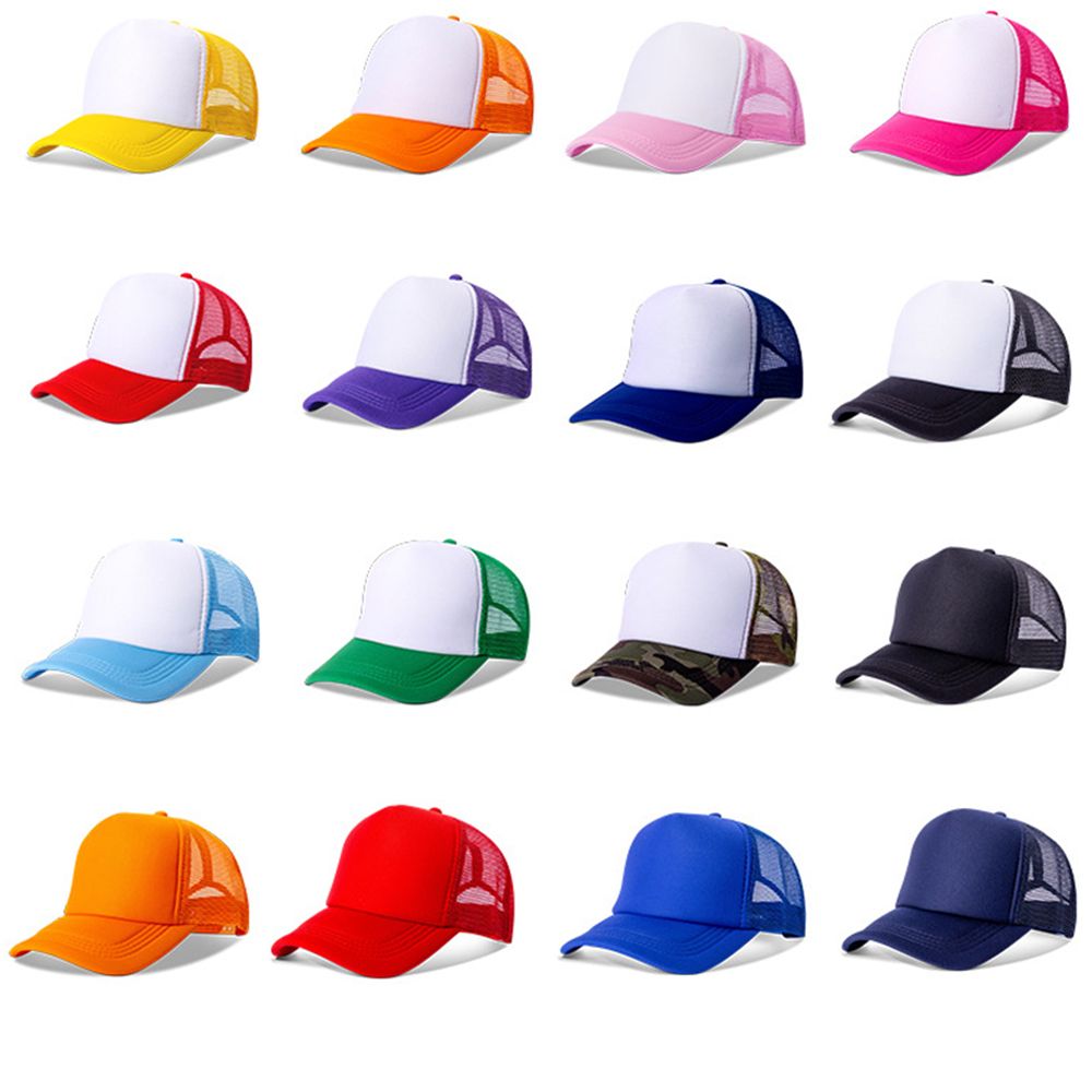 Visor Sun Hat - 1PC ファッションユニセックス無地野球帽調節可能なトラック運転手フラットバイザーキャップスナップバックメッシュカーブ男性女性カジュアル太陽夏帽子