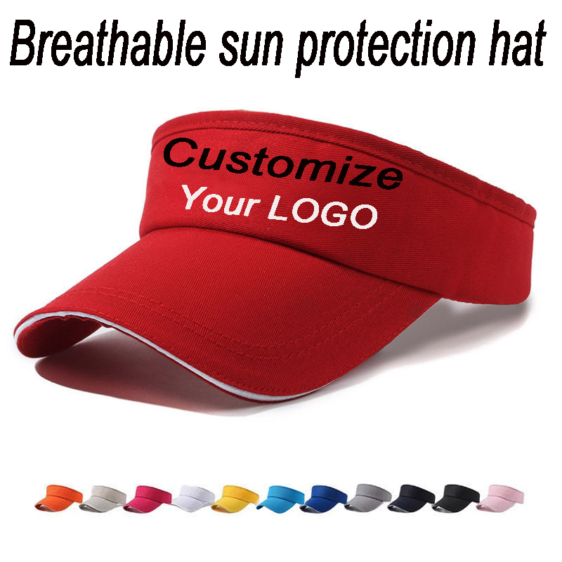カスタムロゴ入り空頂サンバイザー帽子、通気性調整可能UVカッ - Visor Sun Hat のレビューと価格