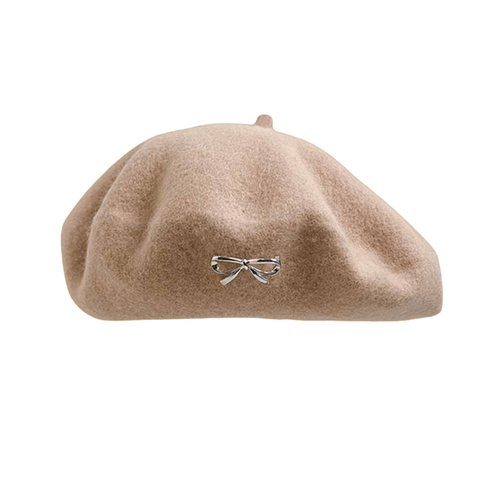 ファッション暖かい冬用ウールベレー帽、蝶結びレトロフレンチア - Beret French Wool のレビューと価格
