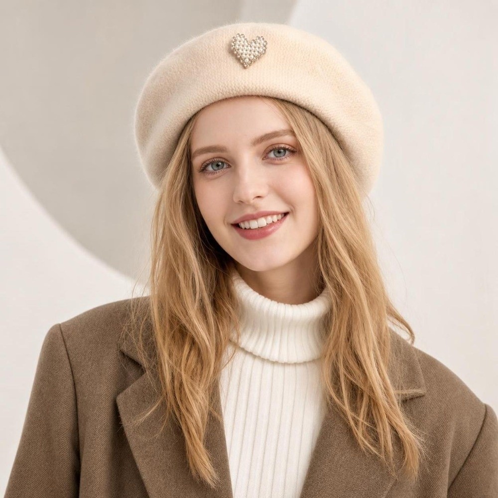 ファッション暖かい冬用ウールベレー帽レトロ無地フレンチアーテ - Beret French Wool のレビューと価格
