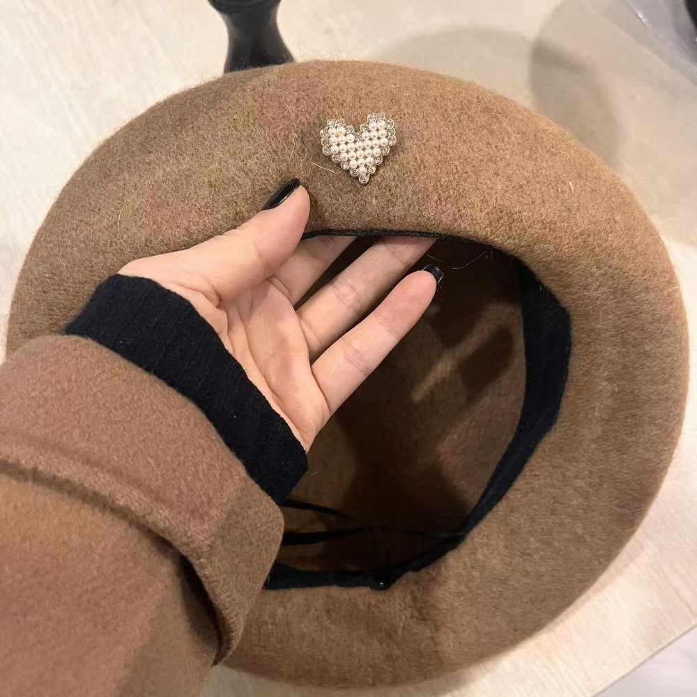 ファッション暖かい冬用ウールベレー帽レトロ無地フレンチアーテ - Beret French Wool のレビューと価格