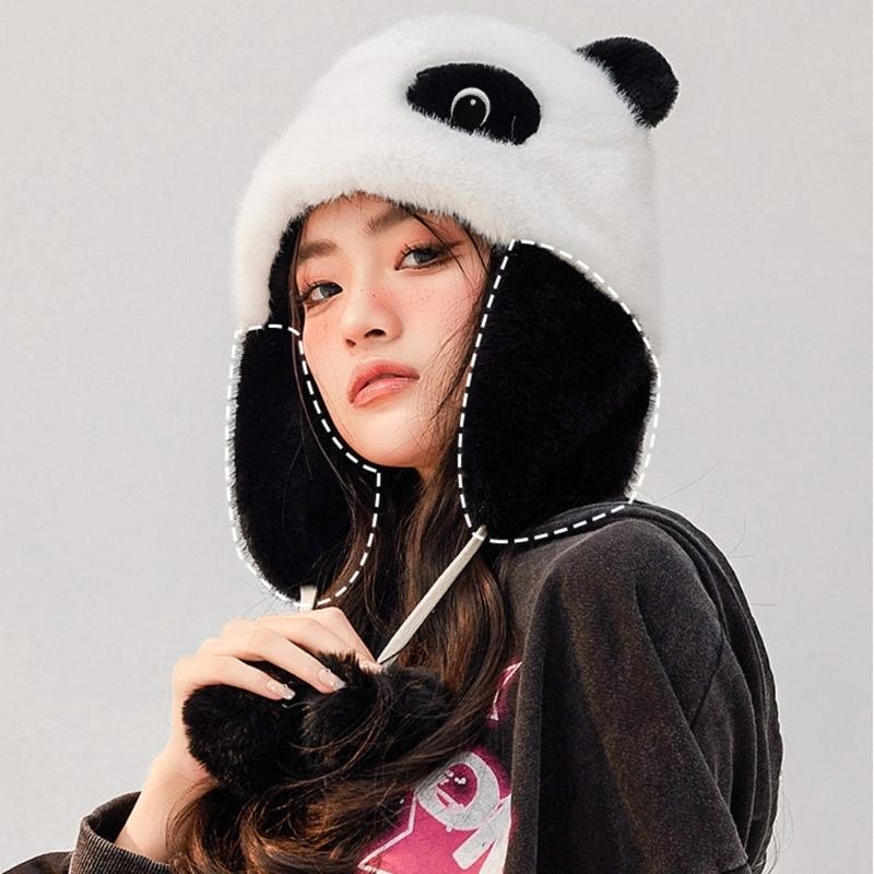 パンダ耳帽子パンダ耳介帽子フード付き帽子フリース耳介ビーニー - Trapper Hat Ear Flap のレビューと価格