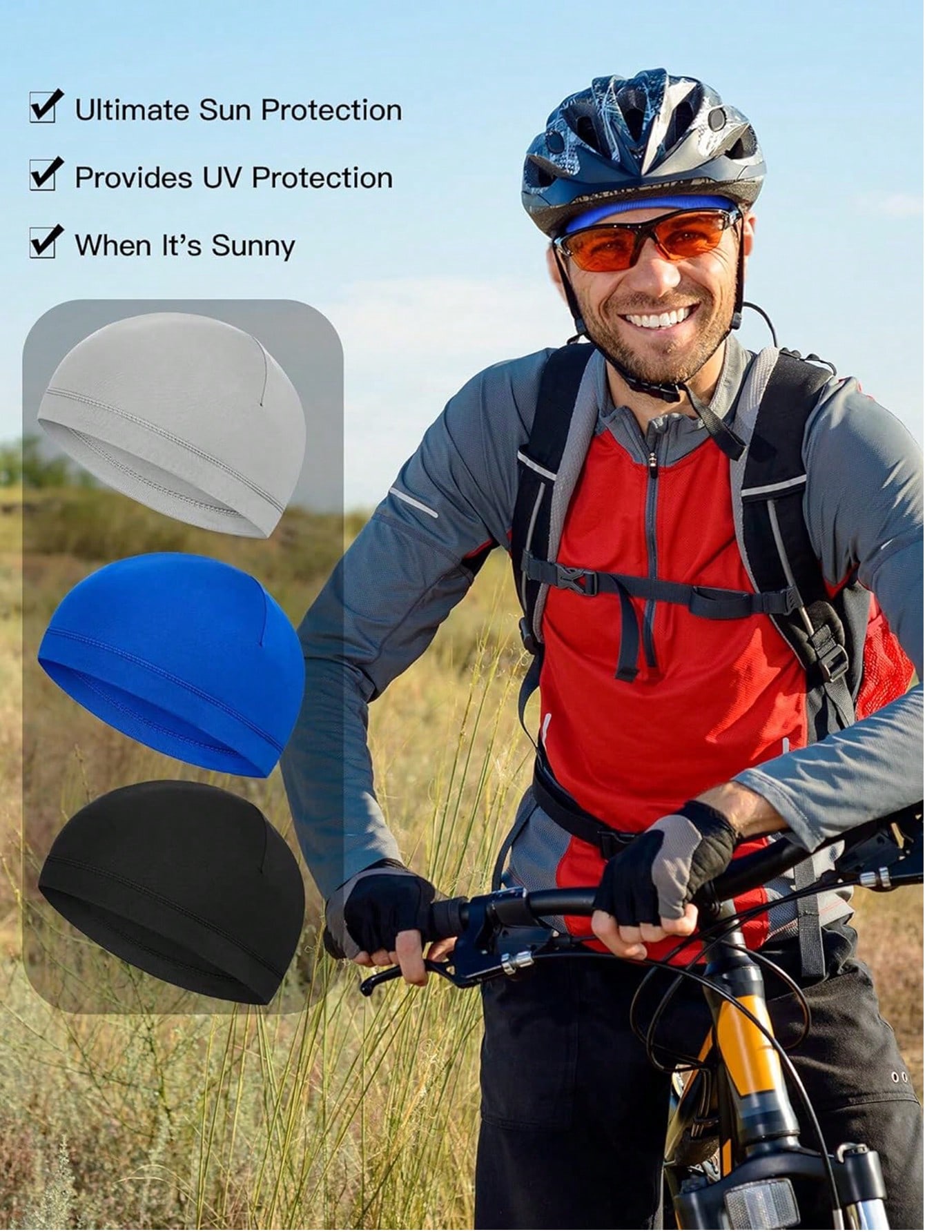 1個入りスカルキャップ ヘルメットライナー 吸汗速乾キャップ - Skull Cap Helmet Liner のレビューと価格
