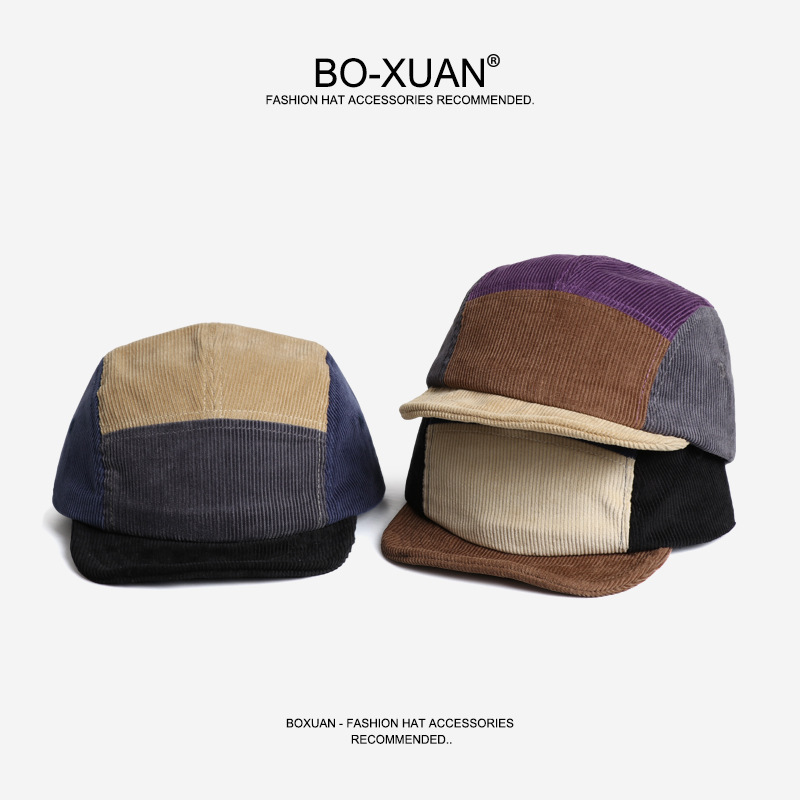 レトロなショートブリムのコーデュロイベースボールキャップ、ロ - Corduroy Cap 5 Panel のレビューと価格