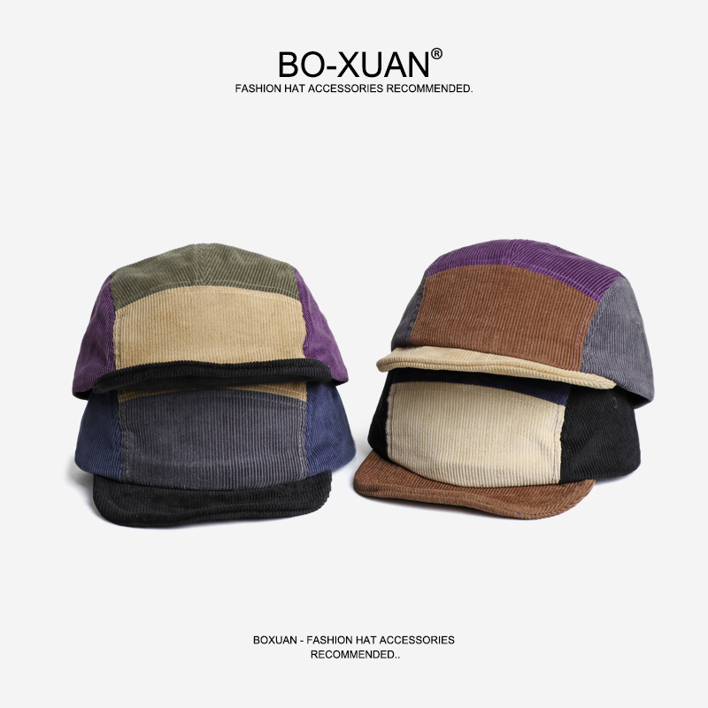 レトロなショートブリムのコーデュロイベースボールキャップ、ロ - Corduroy Cap 5 Panel のレビューと価格