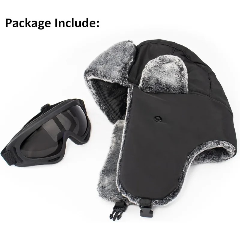 スノースキー軍軍事ウシャンカ帽子ゴーグル付きフェイクラビット - Trapper Hat Ear Flap のレビューと価格