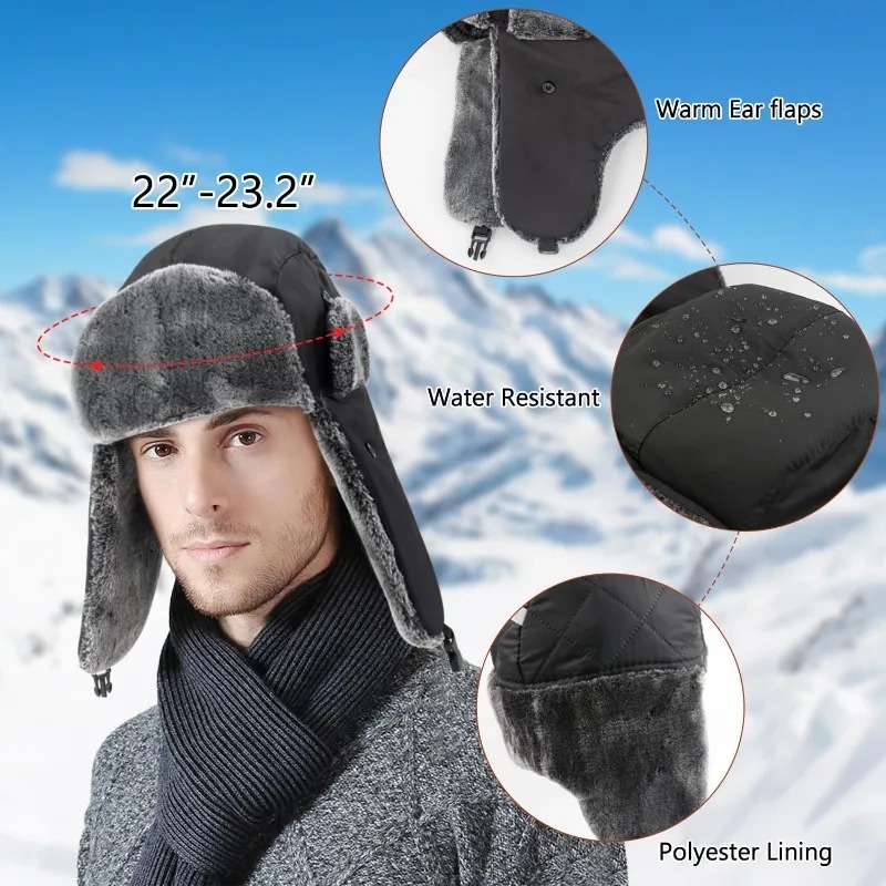 スノースキー軍軍事ウシャンカ帽子ゴーグル付きフェイクラビット - Trapper Hat Ear Flap のレビューと価格
