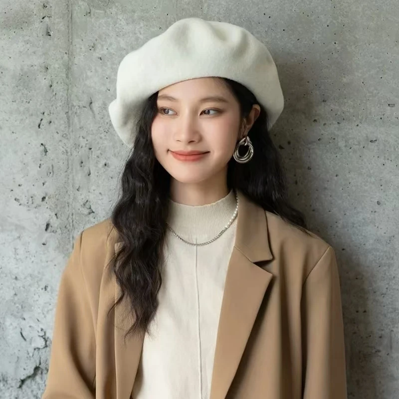 韓国ビッグサイズウールベレー帽 男女兼用 大きめサイズ 暖か - Beret French Wool のレビューと価格
